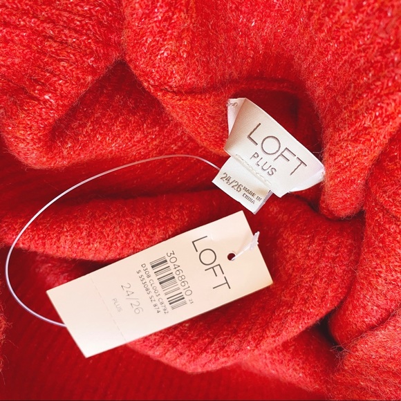 LOFT | Plus Cowl Neck Tunic Sweater Tamale Red New 16/18 20/22 24/26 Christmas - Picture 11 of 13
